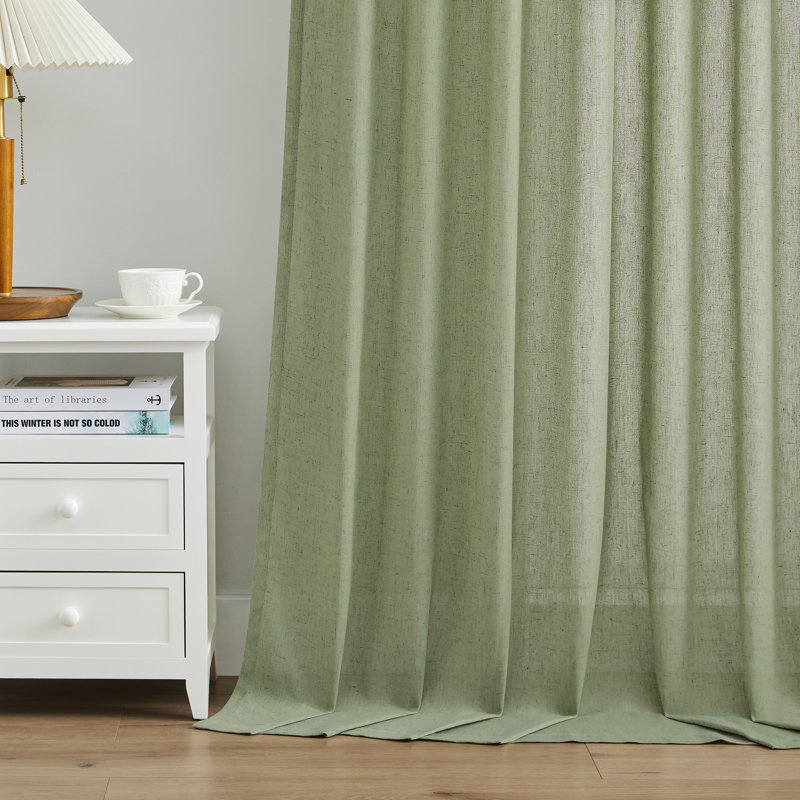  Paire de rideaux semi-transparents avec pattes Draycott, L 52 po x L 90 po, Vert sauge