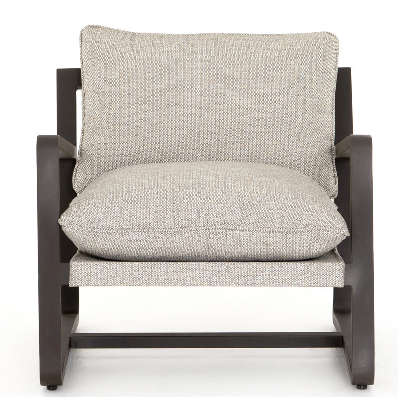 Chaise de patio en teck avec coussins Shea, Bronze, Faye Ash
