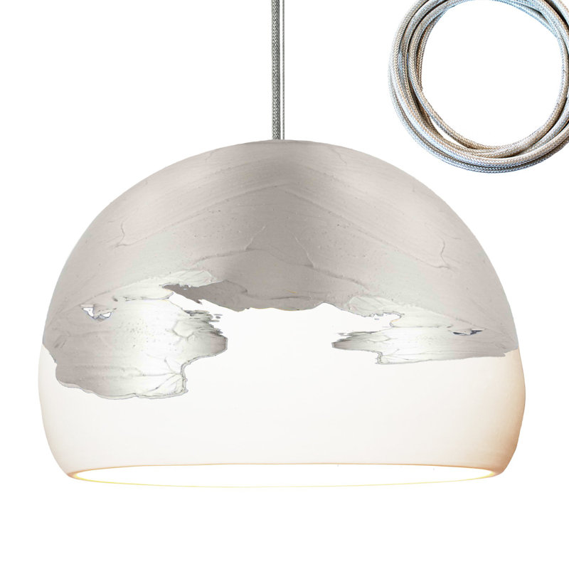 Luminaire suspendu en dome à 1 lumière, Blanc/argenté, Nickel