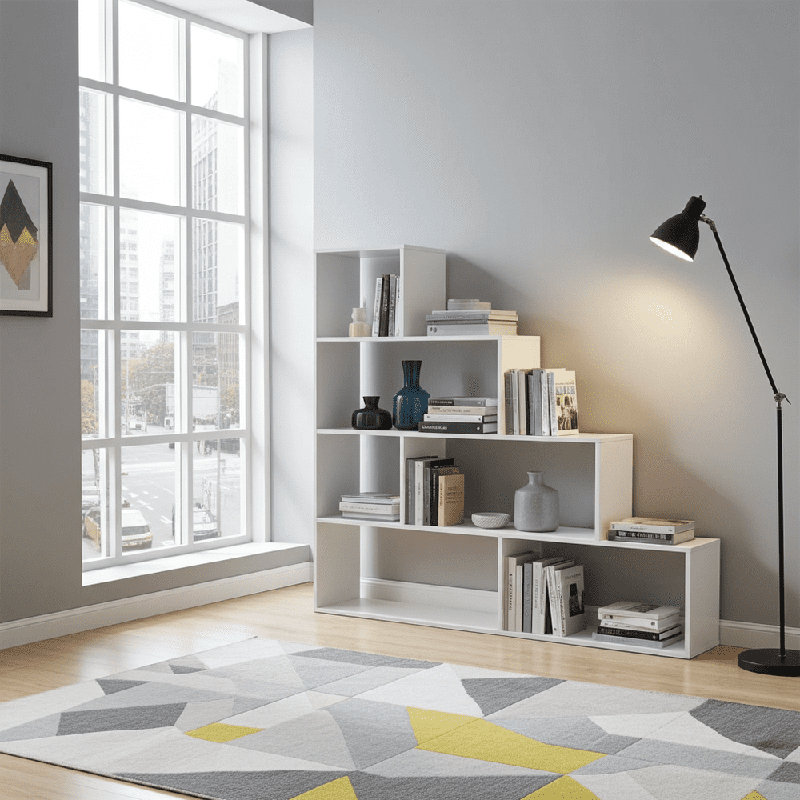 120cm H x 80cm W Particle Board Step Bookcase