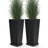 24-Inch Tall Tapered Planter Set of 2 with Tray, DIY Plastic Umbrella Stand, Large Indoor Outdoor Flower Pots with Drainage, Modern Decorative Planters for Porch, Patio, Garden, Backyard, Black (Approx. 61 cm)-1264049225