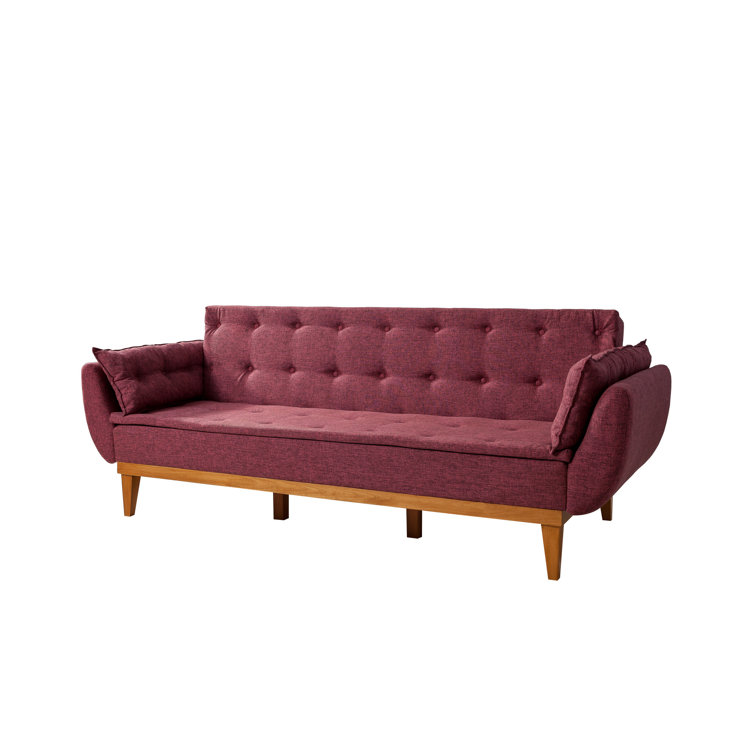 85.4 Modern Nappa Leather Upholstered Sofa 3-Seater Sofa Pillow