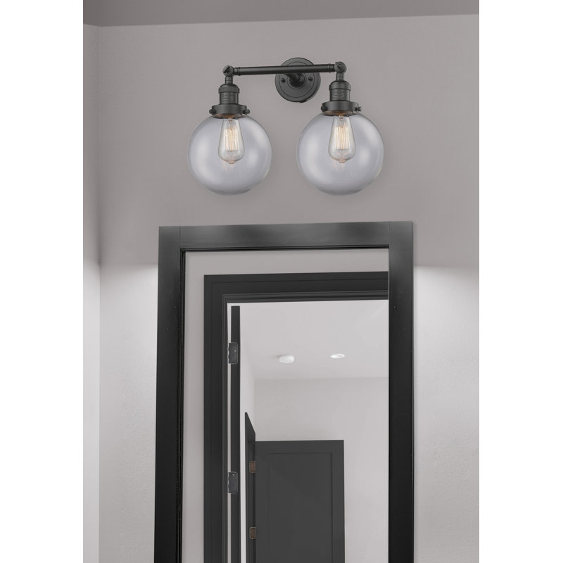 Clementina 2 - Light Dimmable Vanity Light, Clear, 6 Watt Vinage LED Bulb, Oil Rubbed Bronze