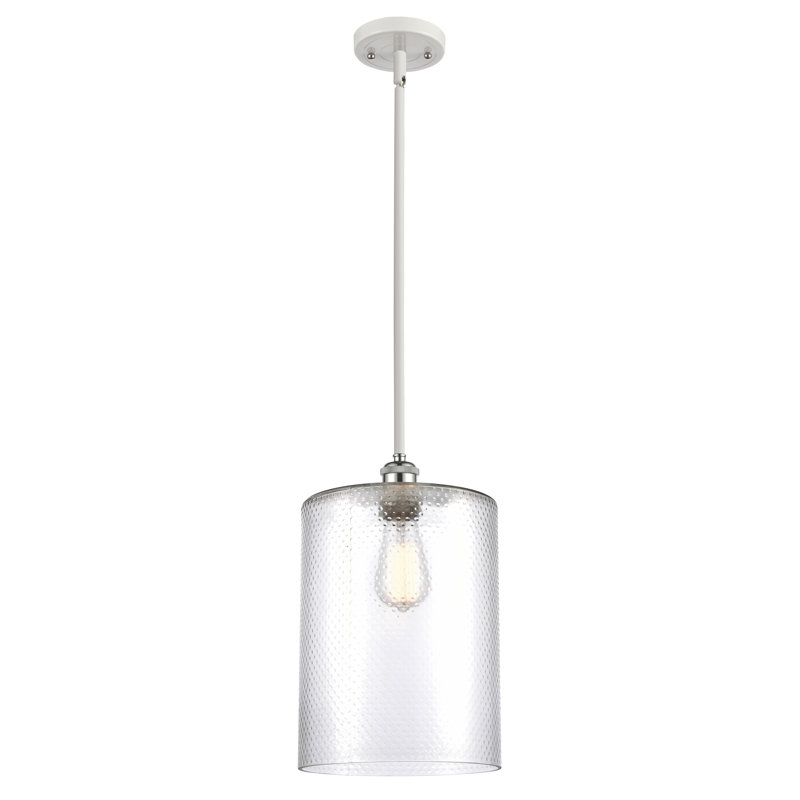 Luminaire suspendu cylindrique à 1 lumière Leilani, Ampoule à DEL rétro de 6 watts, Clair, Blanc
