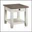 Table de bout Rosy brun et blanc antique avec tiroir et tablette inférieure, mobilier de salon en bois durable