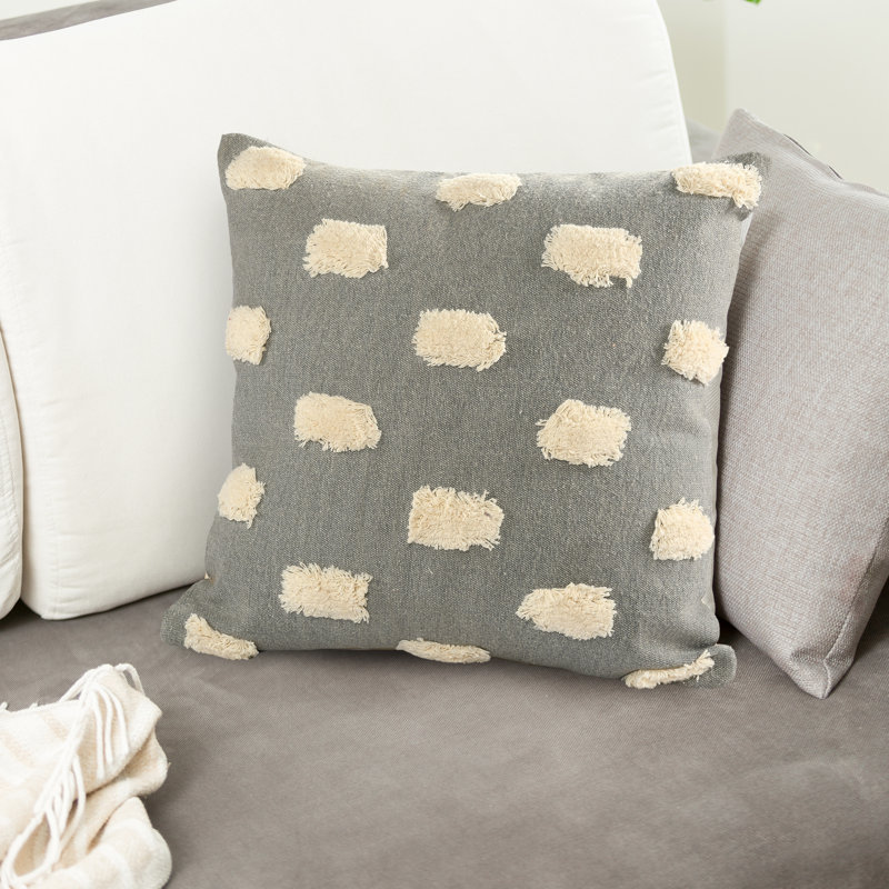 Zeal Pom Cotton Patchwork Throw Pillow, Gray, Pillow Cover Only - No Insert