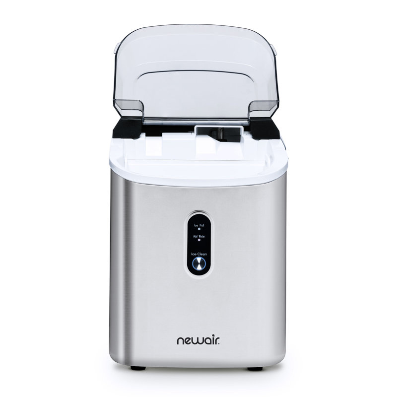 Newair 26 lbs Countertop Nugget Ice Maker, Sonic Ice Machine with Self-Cleaning and Refillable Tank in Stainless Steel