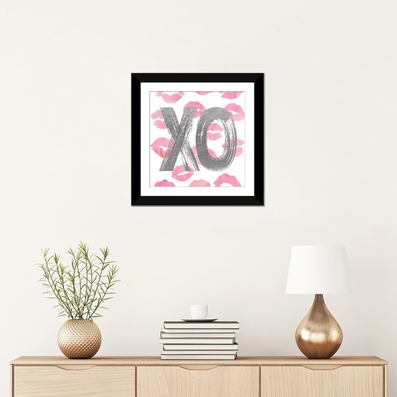 « love ox rose, square », impression sur toile tendue, H 24 po x l 24 po x P 1 po, Papier d'art encadré noir, Blanc