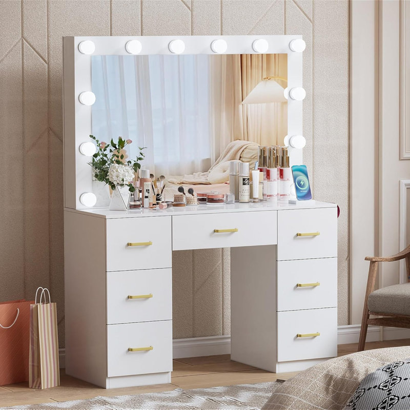Meuble-lavabo moderne en MDF illuminé avec miroir