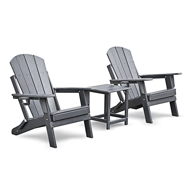Ensemble de chaises pliantes Adirondack d'extérieur, Grey