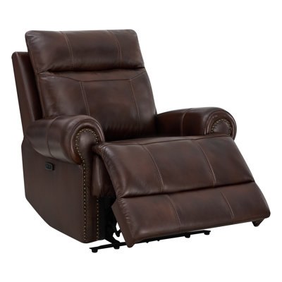 Fauteuil inclinable électrique en cuir véritable de 38,58 po de largeur Andrena