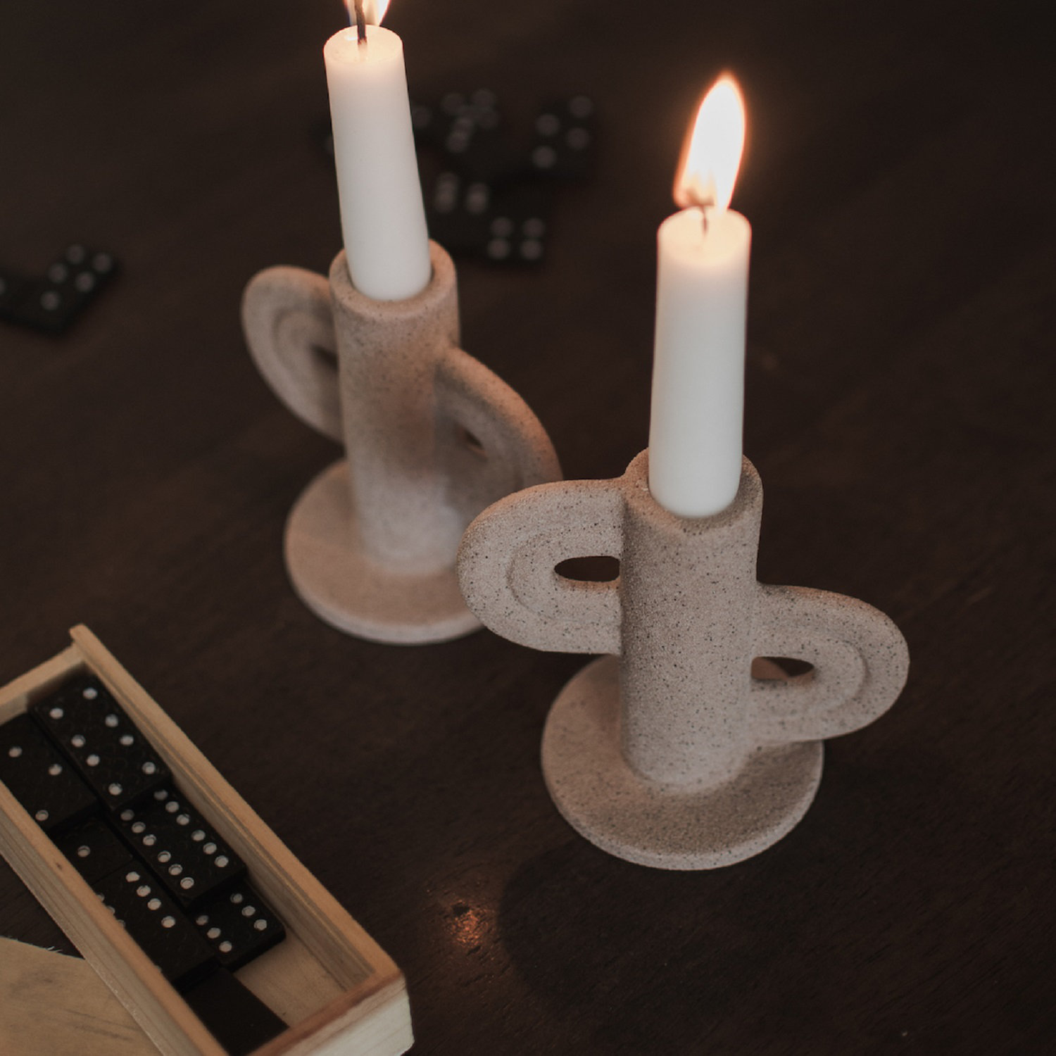 Ceramic Tabletop Candlestick, Nude