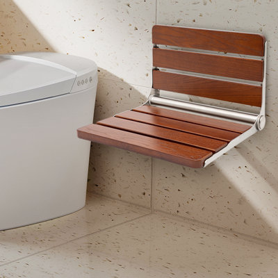Teak Shower Wall Mounted Foldable Shower Seat DENFER Wall-mounted