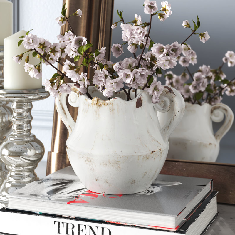 Asllan White 7" Ceramic Table Vase