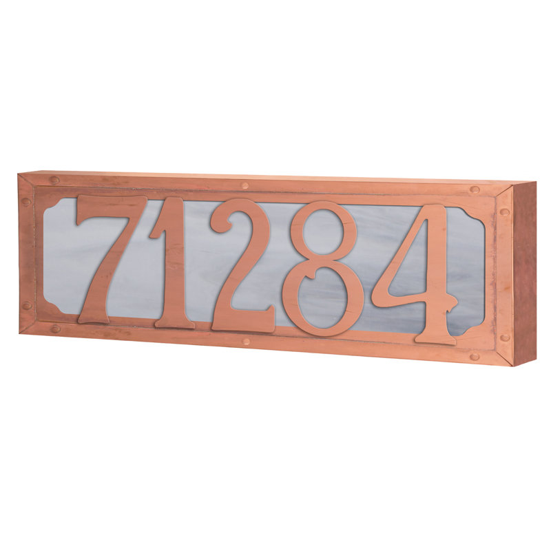 Plaque d'adresse murale personnalisable 12 V pour 5 numéros, Vieux sou / blanc, Oui