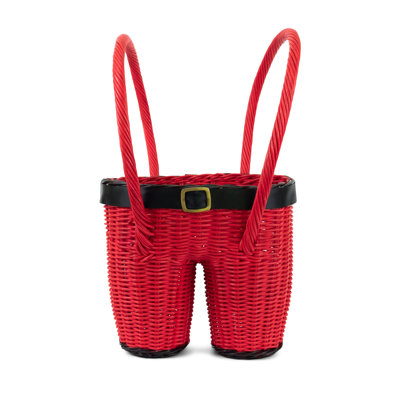 Pantalon de père Noël en rotin tissé à la main panier de Noël organisateur de bac de rangement mignon chambre de bébé fait à la main cadeau décoration osier