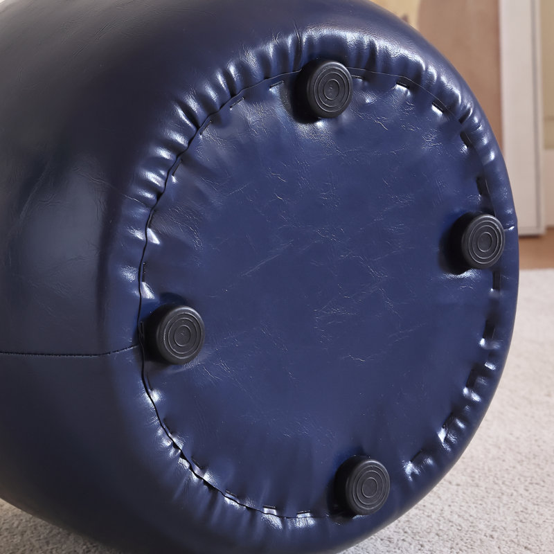 Petit repose-pieds capitonné rond de 11,8 po, Bleu