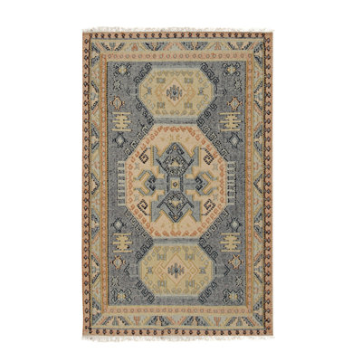 Craigatempin Blue Hand Knotted Wool Area Rug
