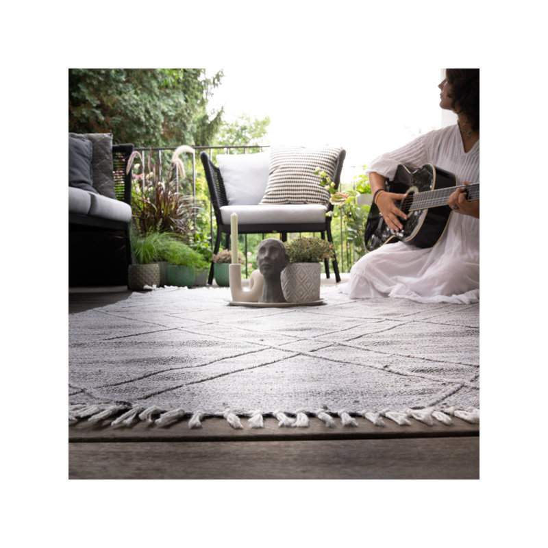 Dakar Uni Hand Woven Area Rug, Rectangle 80 x 150cm, Grey/Brown/Blue