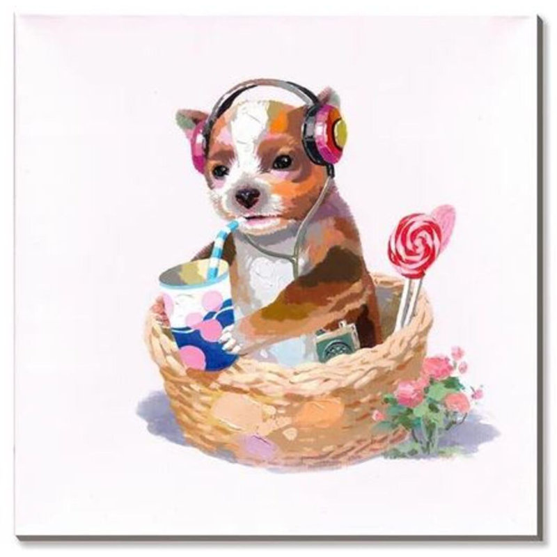 «Relaxing Dog 50%», peinture à la main