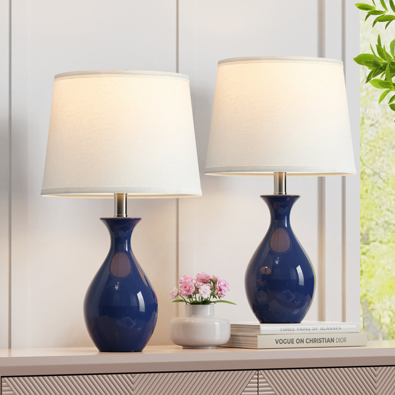 Ensemble de 2 lampes de table en céramique 19 po pour table de chevet, chambre à coucher, salon et interrupteur à bascule 19 po