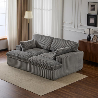 Tactile Corduroy Modular Sleeper Sectional - Space-saving Sofa For Small Apartments & Living Rooms