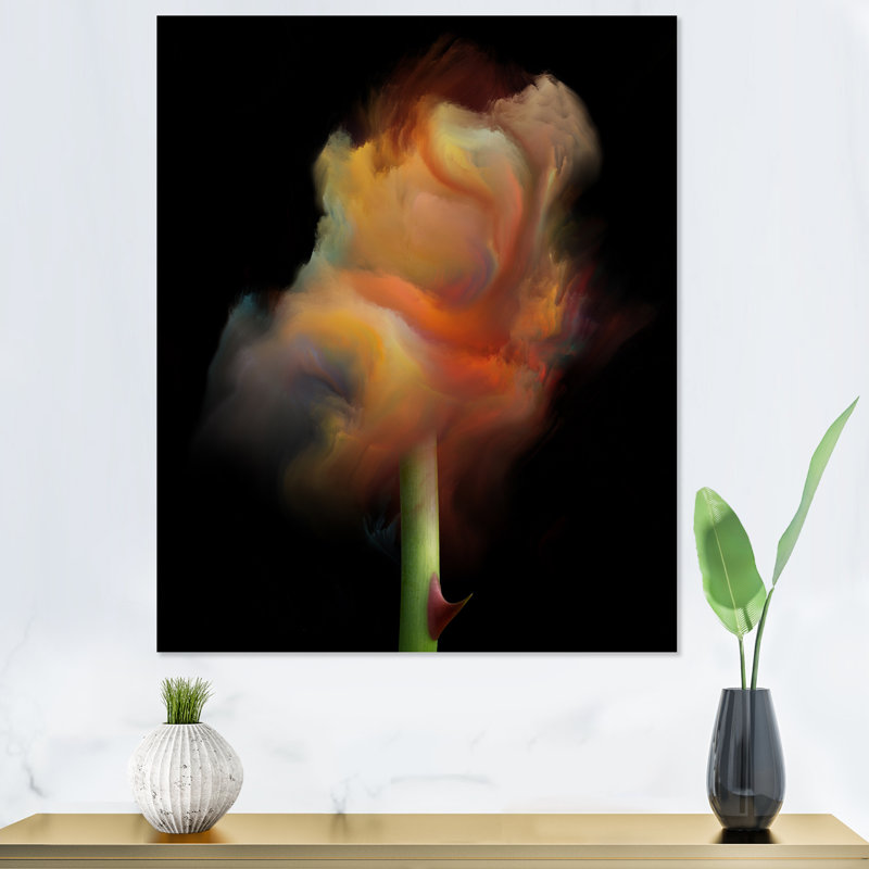 «Blooming Multicolor Fractal Flower X III», reproduction d'art sur toile moderne, H 36 po x l 24 po x P 1 po, Toile tendue