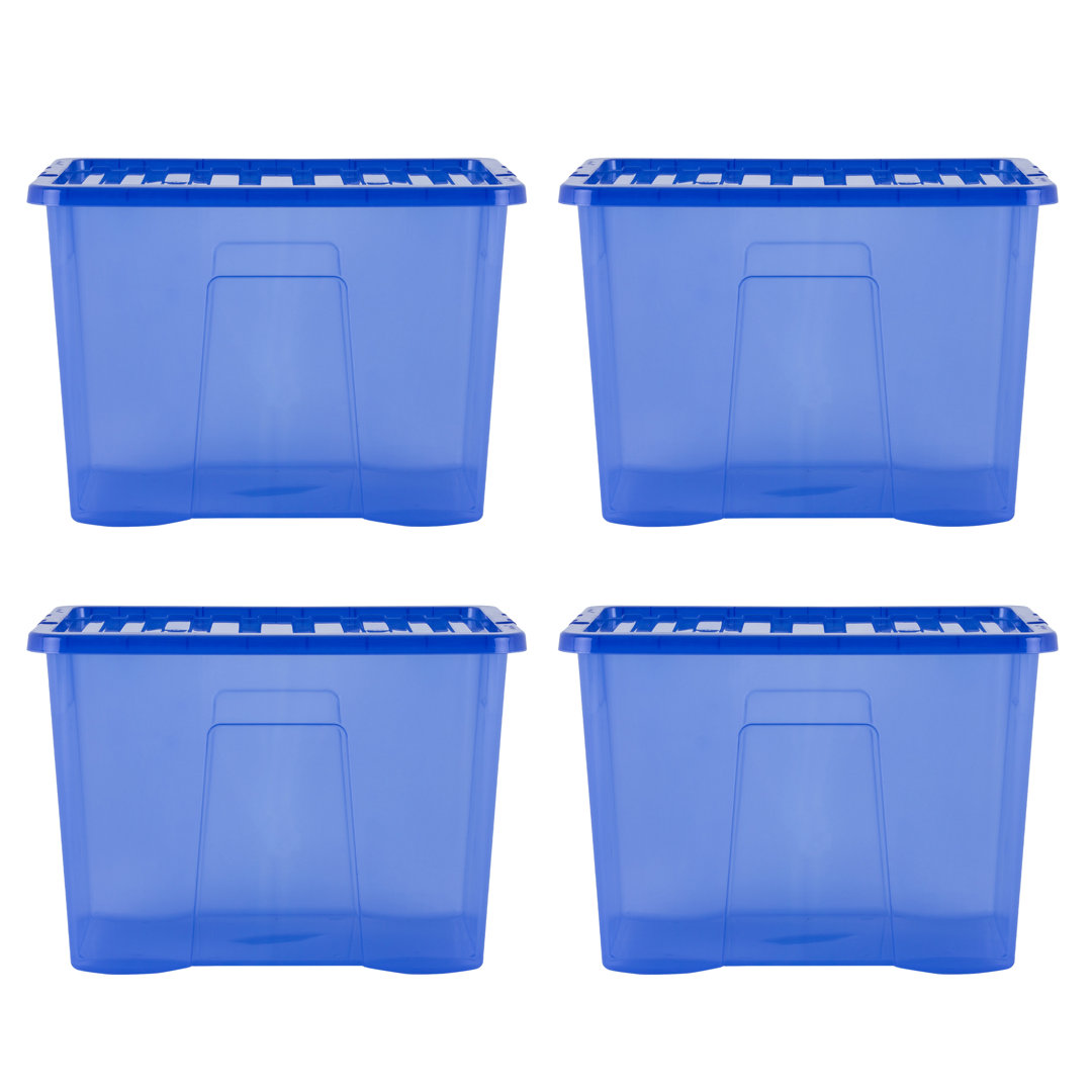 Wham 80L Blue Crystal Storage Box With Lid 4 Pack - Image 4
