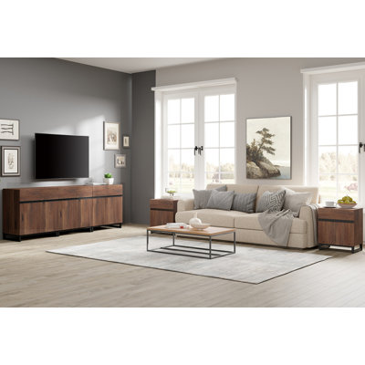 Dobson WAMPAT Modern Living Room Table Sets Of 3, 94 Inch TV Stand And 2 End Table With Drawers For Living Room, Entertainment Center With Storage Cab