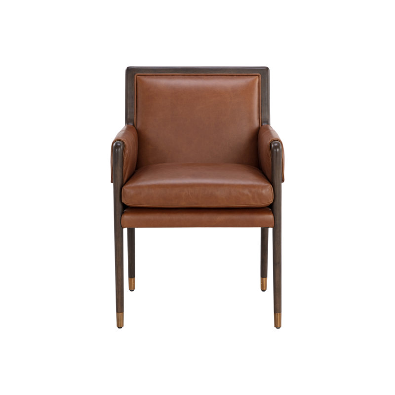Rauno Leather Arm Chair, Brown, Black