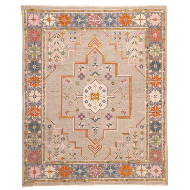 Tapis moderne gris Oushak 8 pi 2 po x 9 pi 10 po