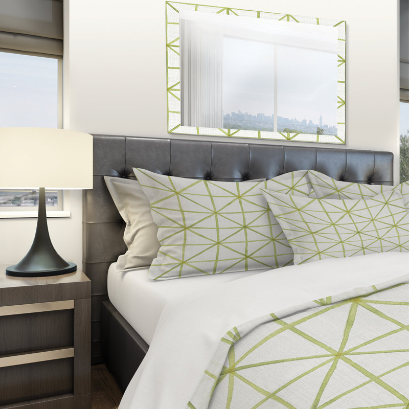 Green Geometric Twin Duvet Cover Set with Sham