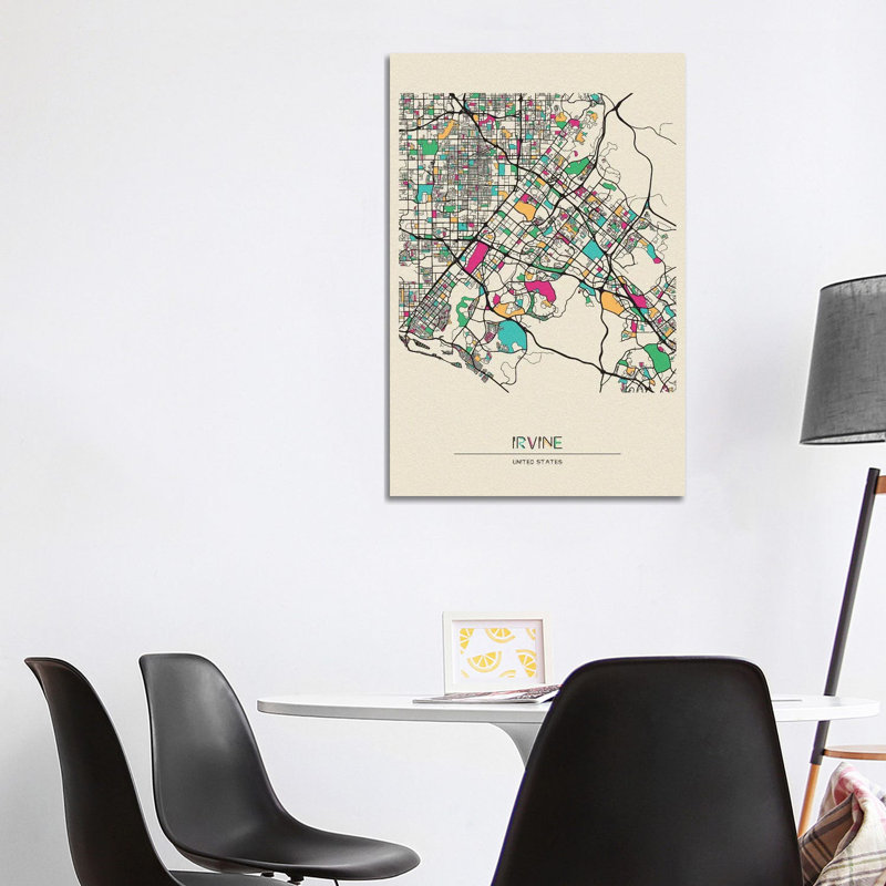 Irvine, California Map by Ayse Deniz Akerman - Wrapped Canvas Gallery-Wrapped Canvas Giclée