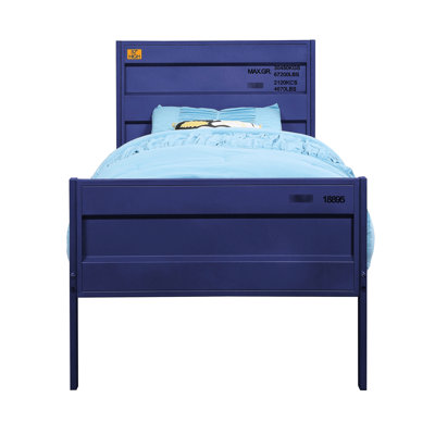 Twin Size Bed In Stunning Blue With Metal Frame And Bedroom Appeal Platform Build Modern Style