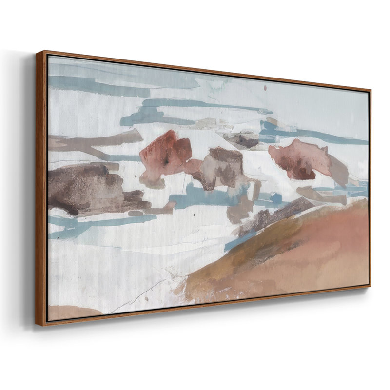 Coastal Calm Shores I - Toile tendue avec châssis encadré - Prêt à accrocher, H 21 po x l 41 po, Argent argent