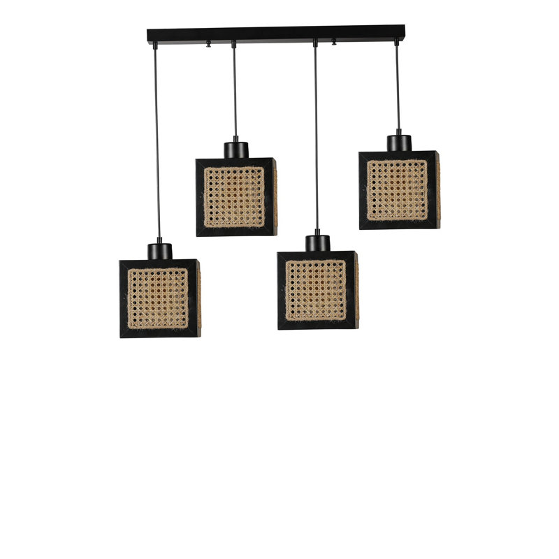 Chandle Chandelier, Rattan/Black