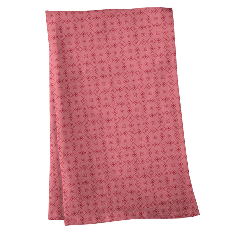 Serviette de thé à motif napperon monochrome, Rose, Polyester sergé