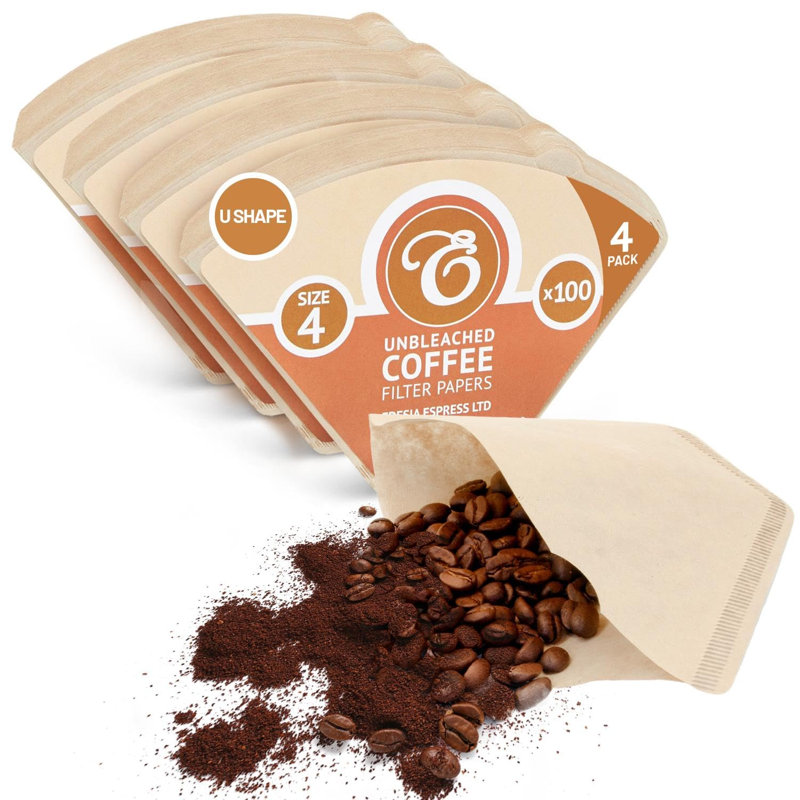 400 Size 4 Brown Unbleached Coffee Filter Paper Cones, Brown