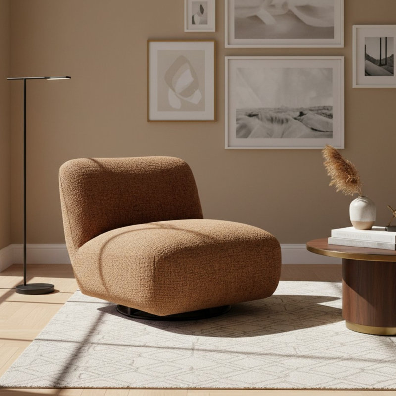 Upholstered Swivel Accent Chair, Orange
