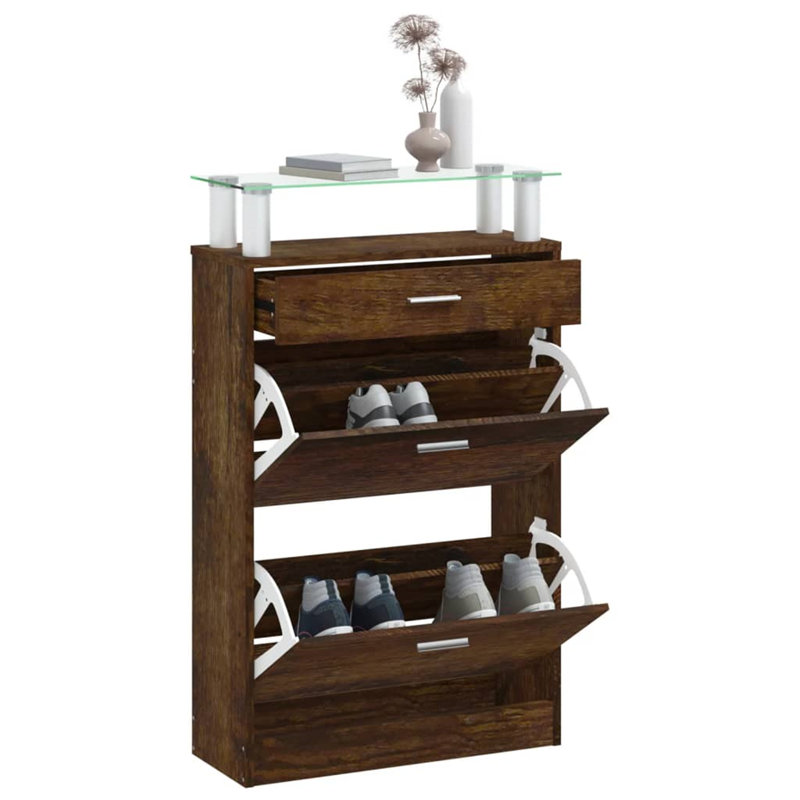 6 Pair Shoe Storage Cabinet, Brown
