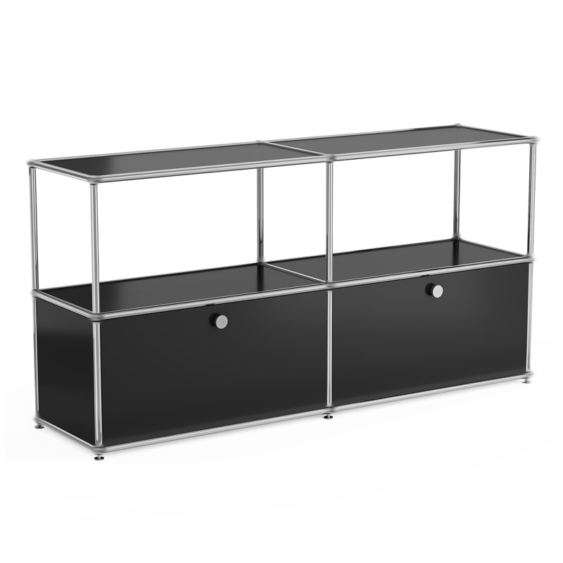 Modern Modular Storage Cabinet Metal Organizer For Living Room and Home Office, Black