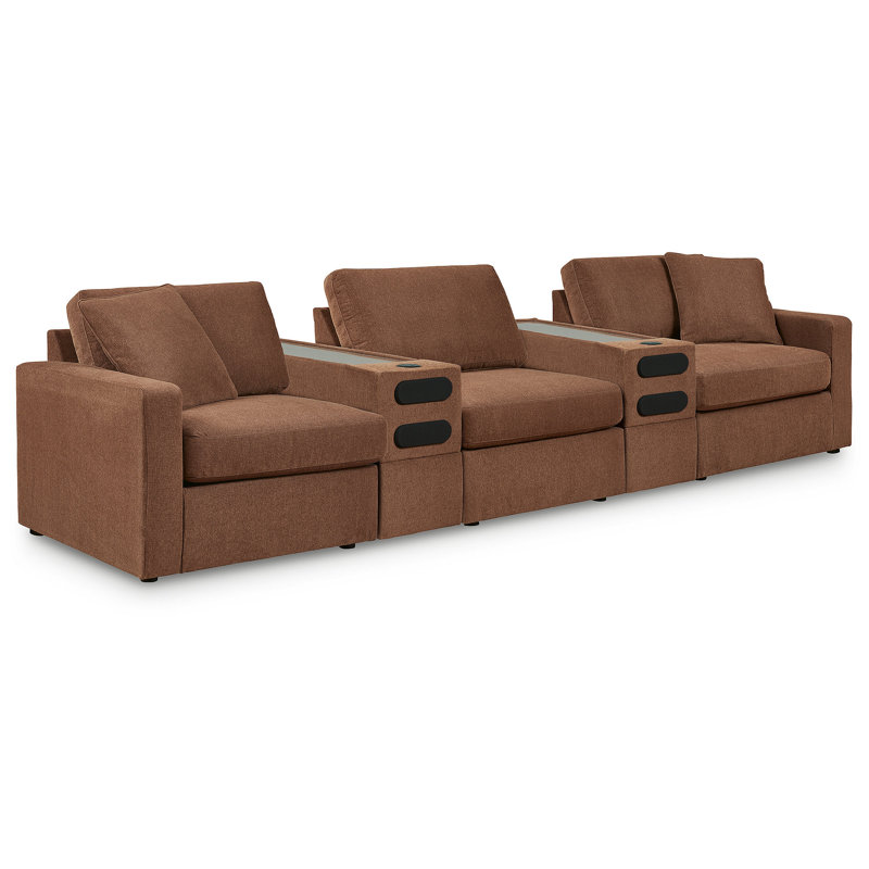 Braintree 5-Piece Sectional With Audio Consoles, Brown Polyester