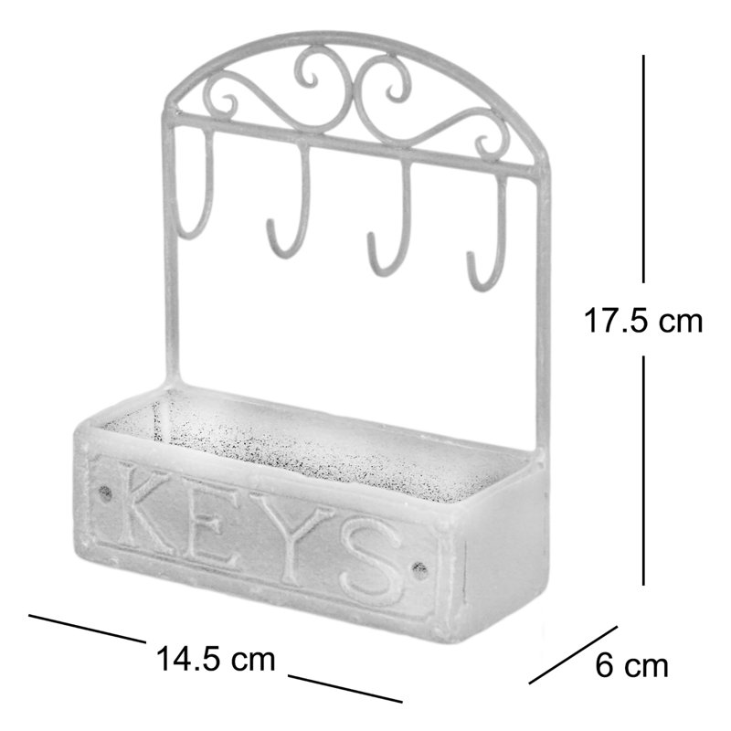 Metal Wall Organizer with Key Hooks