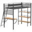 Lit mezzanine à 3 tablettes avec bureau intégré William Matte, parfait pour les chambres d'enfant de style industriel et moderne