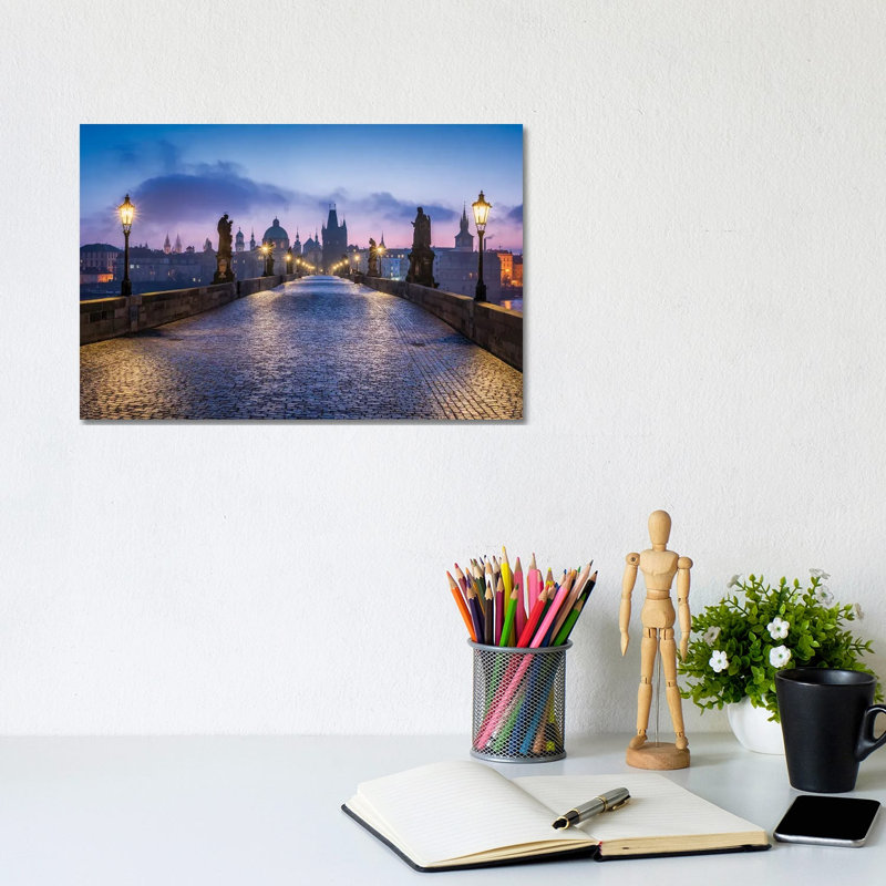 Charles Bridge In Prague, Czech Republic by Jan Becke - Wrapped Canvas Print, 20.32 cm H x 30.48 cm W