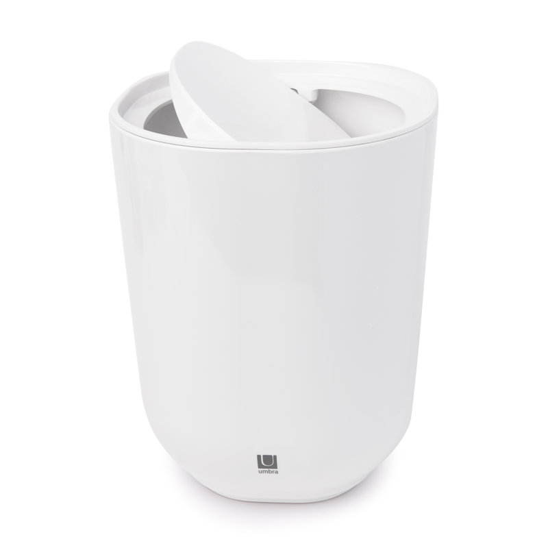 Poubelle à battant en plastique Step, Blanc