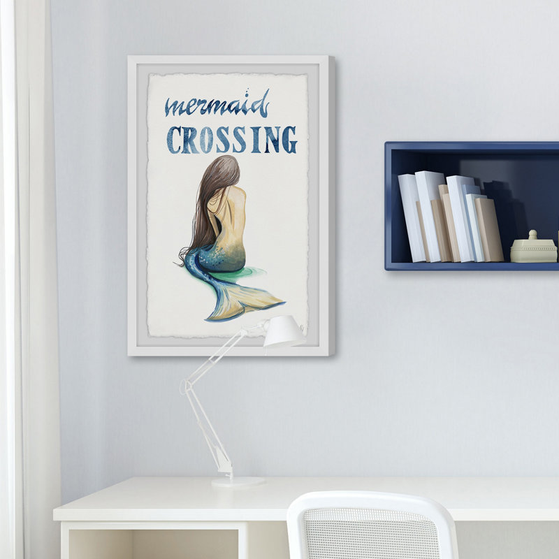 «Shirley Mermaid Crossing Back», art encadré, H 30 po x l 20 po