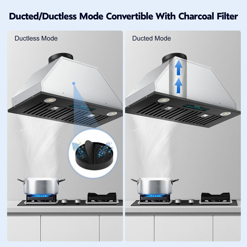 PowerFlow 30" Stainless Steel Convertible Insert Range Hood with LED Lights