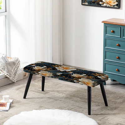 Banc rembourré floral noir Truong