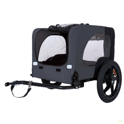 Outdoor Heavy Duty Collapsible Pet Bike Trailer With 16-Inch All-Terrain Wheels & Universal Hitch – Foldable Dog/Cargo Carrier Cart For Bicycles